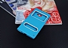 Samsung Galaxy C7 SM-C7000 Gizli Mknatsl ift ereveli Mavi Deri Klf - Resim: 1