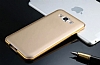Eiroo Samsung Galaxy E7 Metal Kenarl Gold Rubber Klf - Resim: 1