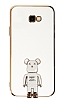 Eiroo Samsung Galaxy J4 Plus Baby Bear Standl Beyaz Silikon Klf