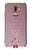 Eiroo Samsung Galaxy J8 Baby Bear Standl Mor Silikon Klf