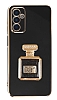 Eiroo Samsung Galaxy M13 Aynal Parfm Standl Siyah Silikon Klf