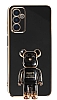 Eiroo Samsung Galaxy M13 Baby Bear Standl Siyah Silikon Klf