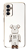 Eiroo Samsung Galaxy M13 Baby Bear Standl Beyaz Silikon Klf