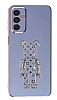 Eiroo Samsung Galaxy M13 Bearbrick Standl Mavi Silikon Klf