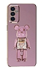 Eiroo Samsung Galaxy M13 Candy Bear Standl Mor Silikon Klf