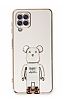 Eiroo Samsung Galaxy M22 Baby Bear Standl Beyaz Silikon Klf