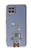 Eiroo Samsung Galaxy M22 Baby Bear Standl Mavi Silikon Klf