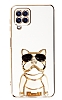 Eiroo Samsung Galaxy M22 Bulldog Standl Beyaz Silikon Klf