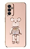 Eiroo Samsung Galaxy M23 Candy Bear Standl Pembe Silikon Klf