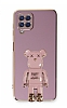 Eiroo Samsung Galaxy M32 Baby Bear Standl Mor Silikon Klf
