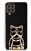 Eiroo Samsung Galaxy M32 Bulldog Standl Siyah Silikon Klf