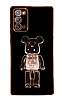 Eiroo Samsung Galaxy Note 20 Candy Bear Standl Siyah Silikon Klf