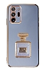 Eiroo Samsung Galaxy Note 20 Ultra Aynal Parfm Standl Mavi Silikon Klf