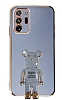 Eiroo Samsung Galaxy Note 20 Ultra Baby Bear Standl Mavi Silikon Klf