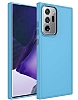 Eiroo Samsung Galaxy Note 20 Ultra Metal ereveli Ak Mavi Rubber Klf