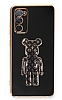 Eiroo Samsung Galaxy S20 FE Bearbrick Standl Siyah Silikon Klf