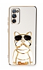 Eiroo Samsung Galaxy S20 FE Bulldog Standl Beyaz Silikon Klf