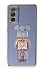 Eiroo Samsung Galaxy S20 FE Candy Bear Standl Mavi Silikon Klf