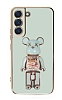 Eiroo Samsung Galaxy S21 FE 5G Candy Bear Standl Yeil Silikon Klf