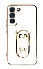 Eiroo Samsung Galaxy S21 Plus Baby Panda Standl Beyaz Silikon Klf