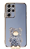 Eiroo Samsung Galaxy S21 Ultra Lks Ay Standl Mavi Silikon Klf