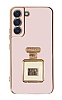Eiroo Samsung Galaxy S22 5G Aynal Parfm Standl Pembe Silikon Klf