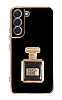 Eiroo Samsung Galaxy S22 5G Aynal Parfm Standl Siyah Silikon Klf