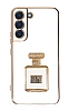 Eiroo Samsung Galaxy S22 5G Aynal Parfm Standl Beyaz Silikon Klf