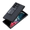 Eiroo Samsung Galaxy S22 Ultra 5G Standl Deri Grnml Siyah Rubber Klf - Resim: 2