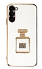 Eiroo Samsung Galaxy S23 Aynal Parfm Standl Beyaz Silikon Klf