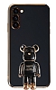 Eiroo Samsung Galaxy S23 Plus Baby Bear Standl Siyah Silikon Klf