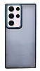 Eiroo Samsung Galaxy S23 Ultra Buzlu Silikon Lacivert Kenarl Rubber Klf