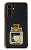 Eiroo Samsung Galaxy S23 Ultra Tal Parfm Standl Siyah Silikon Klf