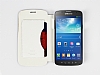 Eiroo Samsung Galaxy S4 Active Czdanl nce Yan Kapakl Beyaz Deri Klf - Resim 1