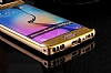 Eiroo Samsung Galaxy S6 Edge Metal Kenarl Gold Deri Klf - Resim: 3