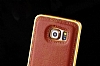 Eiroo Samsung Galaxy S6 Edge Metal Kenarl Gold Deri Klf - Resim: 4