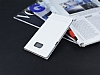 Samsung Galaxy S6 Edge Plus Gizli Mknatsl Yan Kapakl Beyaz Deri Klf - Resim 2
