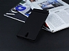 Sony Xperia C5 Ultra Gizli Mknatsl Yan Kapakl Siyah Deri Klf - Resim 2