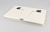 Eiroo Samsung Galaxy Tab 4 10.1 Standl Beyaz Deri Klf - Resim: 2