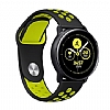 Eiroo Samsung Galaxy Watch Active 2 Silikon Spor Siyah-Yeil Kordon (44 mm)