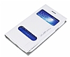 Samsung Galaxy Grand Gizli Mknatsl ift Pencereli Beyaz Deri Klf - Resim: 1