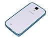 Eiroo Samsung i9500 Galaxy S4 Gold izgili Bumper ereve Mavi Klf - Resim 1