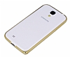 Eiroo Samsung i9500 Galaxy S4 Gold izgili Round Metal Bumper ereve Gold Klf - Resim 1