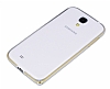 Eiroo Samsung i9500 Galaxy S4 Gold izgili Round Metal Bumper ereve Silver Klf - Resim 1