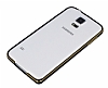 Eiroo Samsung i9600 Galaxy S5 Gold izgili Round Metal Bumper ereve Siyah Klf - Resim 3