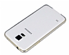 Eiroo Samsung i9600 Galaxy S5 Gold izgili Round Metal Bumper ereve Silver Klf - Resim 2
