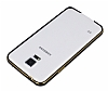 Eiroo Samsung i9600 Galaxy S5 Gold izgili Round Metal Bumper ereve Siyah Klf - Resim 2