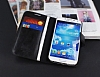 Eiroo Samsung i9500 Galaxy S4 Standl Czdanl Beyaz Deri Klf - Resim: 1