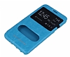Eiroo Samsung N7500 Galaxy Note 3 Neo Vantuzlu ift Pencereli Mavi Deri Klf - Resim: 2