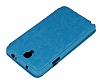 Eiroo Samsung N7500 Galaxy Note 3 Neo Vantuzlu ift Pencereli Mavi Deri Klf - Resim: 1
